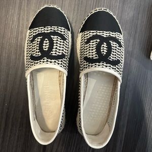 Chanel mesh & grosgrain espadrilles